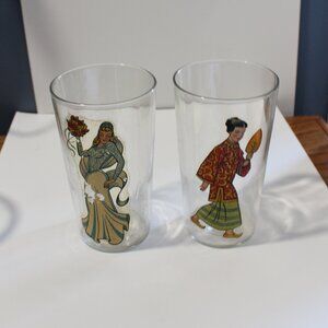 Vintage 1940s Pinup Girl Peek-A-Boo Nude Cocktail Glasses